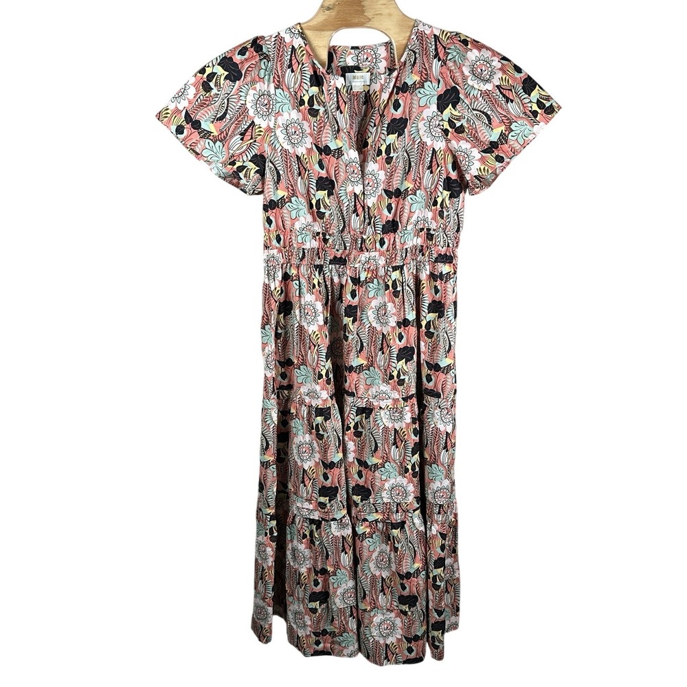 Anthropologie Maeve Somerset Maxi Dress Womens XL Botanic Garden Tiered Cotton